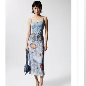 Desigual Light Blue Floral Midi Dress